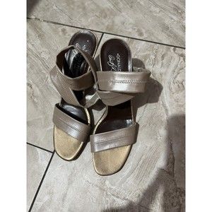 Donald J Pliner Leather Tan Open Toe Heels 8N
